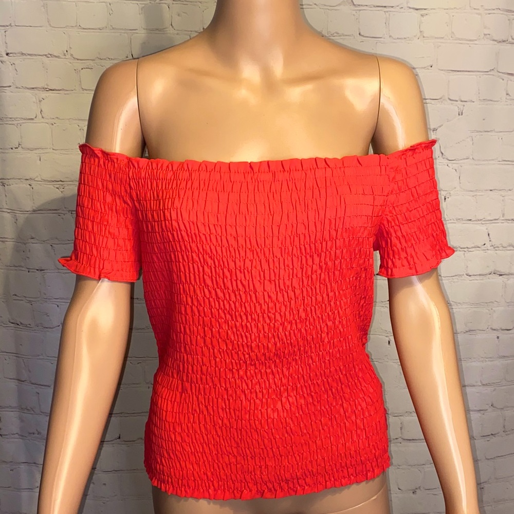 Belle Sky ruffle fitted bodycon strapless shirt size medium